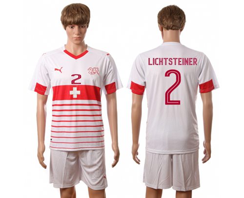 Switzerland #2 Lichtsteiner Away Soccer Country Jersey